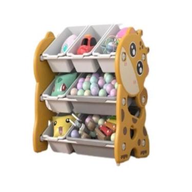 Imagem de Estante organizador de brinquedos infantil com 7 bau porta treco giraf