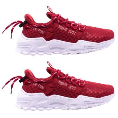 Imagem de Kit 2 Tênis Masculino Rekoba Live For Fun Original, Vermelho, 42