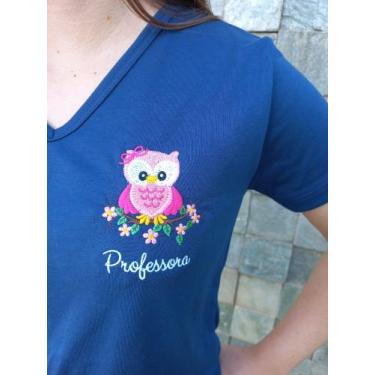 Imagem de Camiseta Feminina Coruja Professora - Aniz Unifit, Azul marinho, G