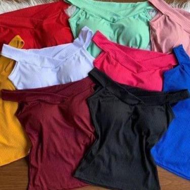Imagem de Blusa feminina ombro a ombro cavada canelada moda - Filó Modas, M, Ver
