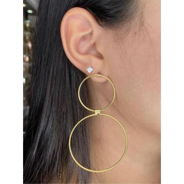 Imagem de Brinco de argola dupla na semi jóia - Núbia Jóias