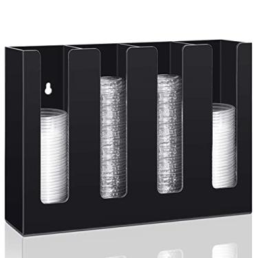 Imagem de Organizador de tampa de copo de acrílico para molho com 4 compartimentos, suporte para bancada ou parede, porção de copo e tampa, organizador de restaurantes, suprimentos para cozinha de festa, copo de molho e suporte de armazenamento de tampa (preto)