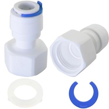 Imagem de MEETOOT 2 peças adaptadores NPT 1/2 fêmea para 3/20.3 cm OD POM conexão de calibre push in plástico rolo no encaixe filtro de água de osmose reversa adequado para aparelhos elétricos domésticos