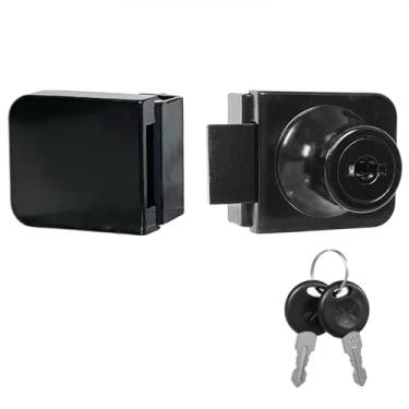 Imagem de Fechadura de porta de vidro sem broca de liga de zinco com 2 chaves para armário de exibição dupla de 0,5-0,8 cm, trava de armário (preto, 1 peça, B407)