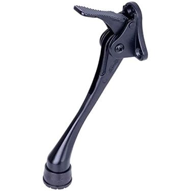 Imagem de CG PLUS Batente de porta, semiautomático de um toque - Rolha de porta de metal de 15 cm, com ponta de borracha antiderrapante para pisos de madeira, concreto, azulejo e carpete - preto pacote com 15