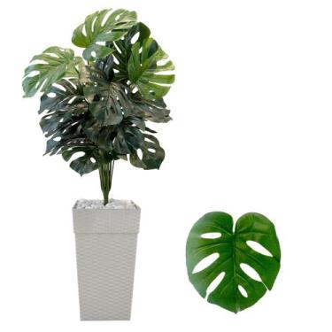 Imagem de Planta Costela De Adão Artificial Com Vaso Cores Pedra - Flor Imp