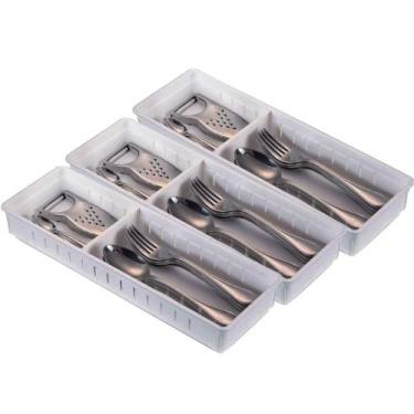 Imagem de Kit 3 Organizador De Gavetas Com Separador Móvel 35X12X5 Cm - Dasplast