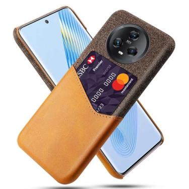 Imagem de Capa para Honor Magic5,Anti-deslizamento,Proteção contra quedas de 360°,Resistência à impressão digital,Tela e caso de couro PU com 1 slot de cartão atrás-Brown