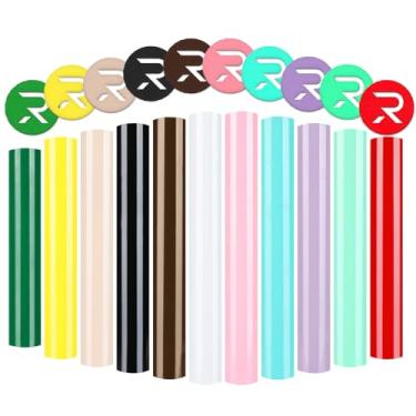 Imagem de HTVRONT Transferência Térmica De Vinil 3D Puff - 12 Folhas Htv Em 11 Cores Sortidas Para Camisetas, Passável A Ferro Cricut E Cameo, Fácil Cortar Maconha 30,5 Cm X 25,4