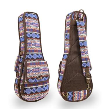 Imagem de Mochila de concerto Ukulele Gig Bag de 58 cm, tecido tribal com proteção acolchoada com estampa boêmia - azul, várias cores
