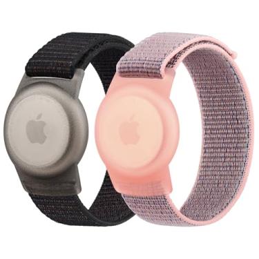 Imagem de Vancle Pulseira infantil para Apple AirTag, capa protetora para rastreador GPS com pulseira de nylon, pulseira de relógio ajustável antiperda para bebês e idosos