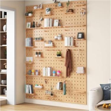 Imagem de Woode Pegboard Wall Mouted Display Storage Pegboard Pael Kit Organizador De Parede Para Casa Escritório Garagem, Style 1, 60x120cm/23.6x47.2in