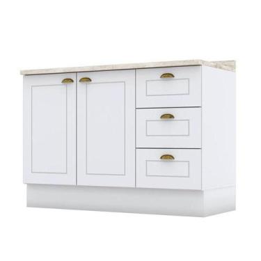 Imagem de Balcão De Cozinha 120 Cm Americana Branco Com Tampo Calcare  Henn - MÓ