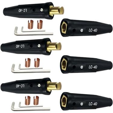 Imagem de Pacote com 3 conectores rápidos de cabos de soldagem LC-40, conectores de cabo de soldagem, conectores de solda macho e fêmea para acessórios de máquinas de solda