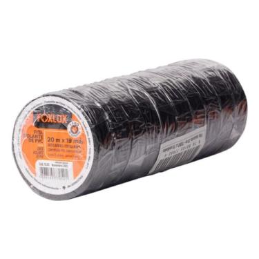 Imagem de Fita Isolante PVC Antichamas 20m x 19mm 10 Unidades Foxlux