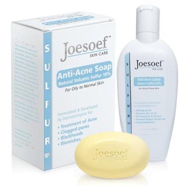 Imagem de JOESOEF SKIN CARE Sabonete de enxofre para acne de grau farmacêutico aprovado por dermatologistas para acne rosácea. Tratamento de enxofre para acne rotina diária de cuidados com a pele. (embalagem