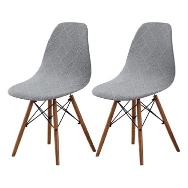 Imagem de HAOYONG Capas de cadeira de jantar modernas de meados do século, capa de cadeira de lounge, sem braço, capa extensível para cozinha, escritório, sala de jantar e sala de estar (conjunto de 2)