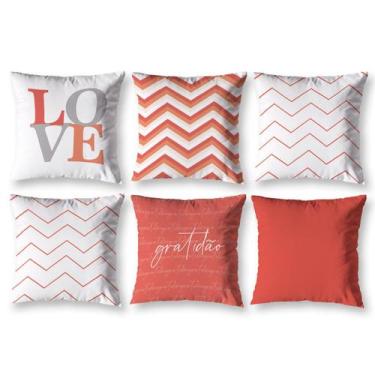 Imagem de Kit 6 almofadas Cheias 40cm x 40cm Decorativas Estampadas Digital Colo