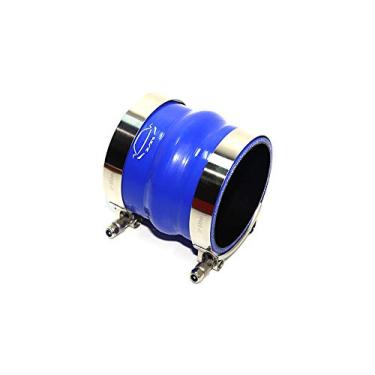 Imagem de LTI Universal (89 mm) Mangueira de silicone para acoplador de corcunda reta com 4 camadas, 102 mm de comprimento reforçado com grampo de parafuso T em aço inoxidável 304 (8,8 cm azul)
