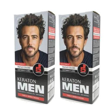 Imagem de Kit 2 Keraton Men Tonalizante Castanho Claro - Kert