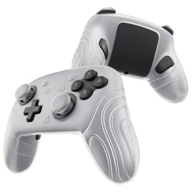 Imagem de PlayVital for Nintendo Switch 2 Pro Controller Silicone Cover – Samurai Edition Protective Skin Case for Switch 2 Pro Controller with Back Button Caps & Thumb Grips, Shockproof - Clear White