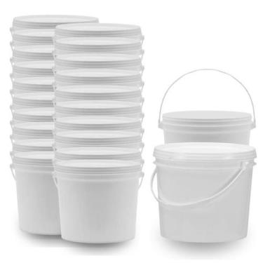 Imagem de Balde 1.8L Com Tampa Lacre Branco 20 Pçs - Nastripack