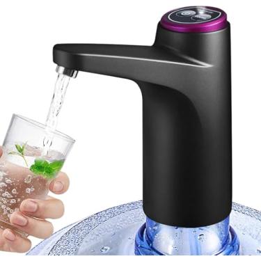 Imagem de Bomba Elétrica para Galão de Água Mineral, 5, 10 e 20 Litros USB Bivolt Recarregável – Torneira Dispenser Portátil, Botão de Acionamento, Cozinha, Escritório e Uso Diário Branco ou Preto