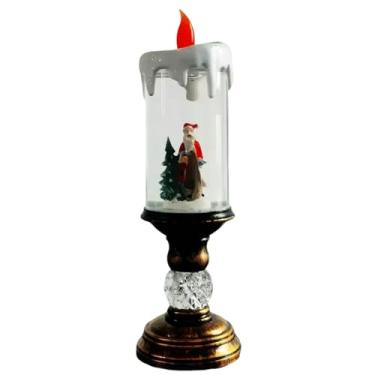 Imagem de Brabola Velas de Natal sem chama, luzes de globo de neve, boneco de neve, velas falsas operadas por bateria para decoração de casa de Natal, mesa de centro de mesa, decorações de casamento e férias