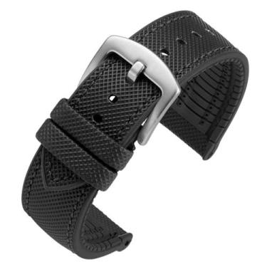 Imagem de Watch Band watchdives Nylon Rubber 20 mm/22 mm preta para homens