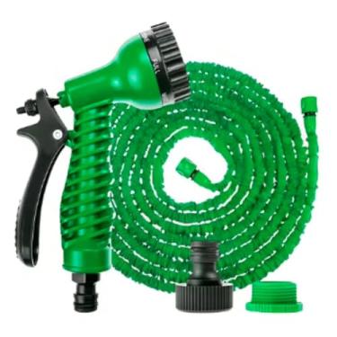 Imagem de Mangueira Flexível Mágica 15m Verde – Expansível, Compacta e Ideal para Irrigação e Limpeza