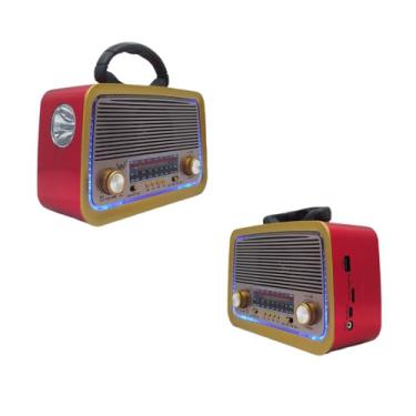 Imagem de Rádio Retrô Vintage Portátil AM/FM/SW | Recarregável via USB | Lanterna Lateral | Bivolt | Estilo e Praticidade em Qualquer Lugar (Vermelho)