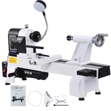Imagem de CXRCY Torno de madeira de 30,5 cm x 45,7 cm, potente máquina de torno de madeira de bancada 3/4 HP velocidade infinitamente variável 650-3800 RPM com cinto de torno e óculos para marcenaria