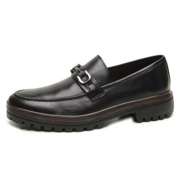 Imagem de Sapato Mocassim Masculino Couro Loafer Classico Detalhe Metal Frontal 