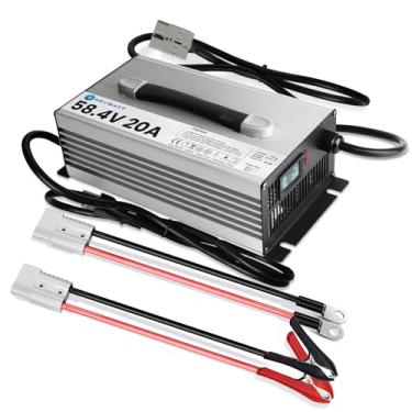 Imagem de Hexwatt Carregador de bateria de lítio 58,4V 20A LiFePO4 Lifepo4 carregador de bateria inteligente 48v 20A carregador de baterias de fosfato de lítio com LCD e LED para carrinho de golfe RV off-grid