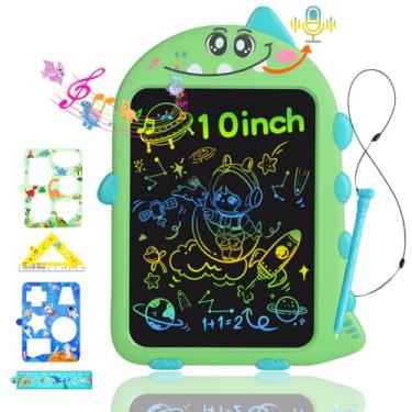 Imagem de Tablet LCD de 10 polegadas para crianças, quadro de rabiscos recarregável tipo C com sons de dinossauro, brinquedo educativo para crianças de 2 a 6 anos, presentes de aniversário para meninos de 2