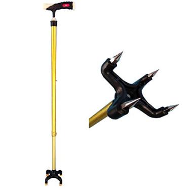 Imagem de M-GYG Muleta antiderrapante com pontas de bengala de gelo retrátil de metal de 4 garras vara de trekking forte para escalada de montanha, superfície de gelo e neve