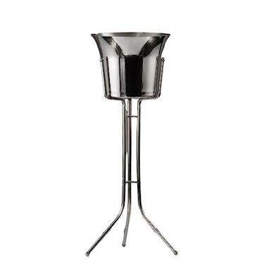 Imagem de balde de gelo para festas Balde de gelo de vinho de aço inoxidável com suporte de balde de aço refrigerador de vinho no suporte utensílios de cozinha e bar acessórios de utensílios de bar recipiente