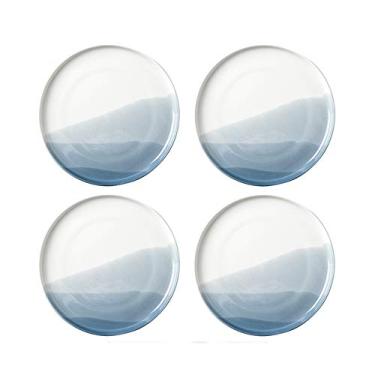 Imagem de Pratos de sobremesa prato de jantar redondo clássico para uso diário, prato de sobremesa de macarrão de bife elegante, prato de porcelana durável, seguro para micro-ondas. Pratos de salada de