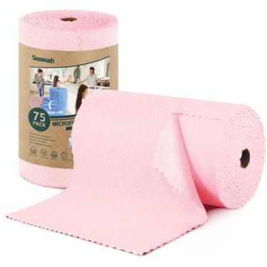 Imagem de Panos de limpeza de microfibra Roll SOOWASH 75, pacote 30x30cm, rosa
