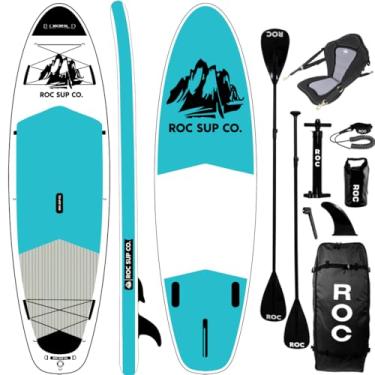 Imagem de Roc Pranchas De Stand Up Paddle Infláveis De 10 Pés E 6 Pol. Com Acessórios De Prancha De Paddle Sup Premium, Design Amplo E Estável, Deck Confortável Antiderrapante Para Jovens E Adultos (Azul-Petról