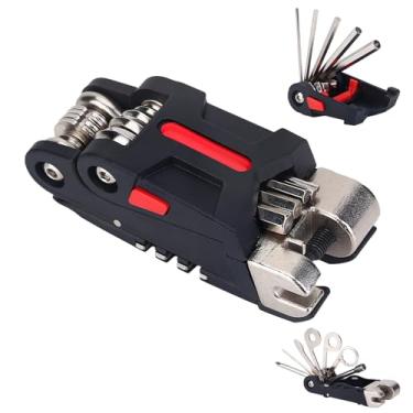 Imagem de Jwthee Ferramenta de bicicleta, multiferramenta 16 em 1, multiferramenta para mountain bike, portátil, dobrável, kit de reparo multiferramenta de ciclismo com disjuntor de corrente e chave Allen
