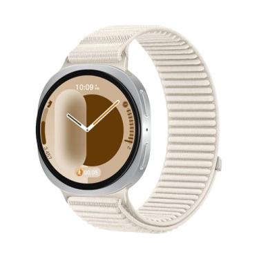 Imagem de Pulseira de nylon compatível com Samsung Galaxy Watch 8 de 40 mm e 44 mm/Galaxy Watch 8 Classic de 46 mm, pulseira ajustável para Samsung Watch 8/8 Classic para mulheres e homens (Starlight)
