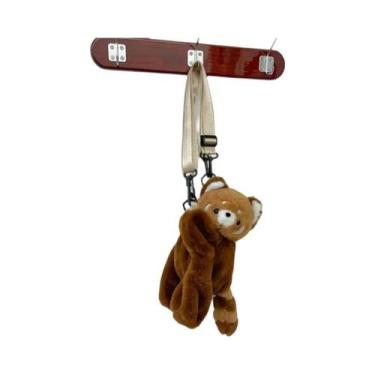 Imagem de Mochila De Pelúcia Panda Vermelho Fofa, Bolsa Transversal Macia Para M