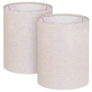 Imagem de Conjunto de abajures de 2 tecidos LEYINPEI 25x25x33cm Beige Line