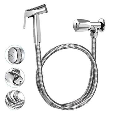 Imagem de Ducha Higiênica Chuveirinho Com Registro Aço Inox 304 Mangueira 1,20m 