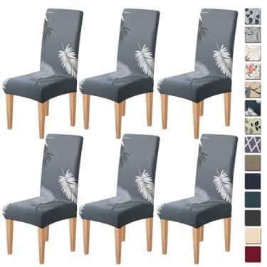 Imagem de Dioxide Capas de cadeira de alta elasticidade para cadeiras de jantar, conjunto de 6 capas de cadeira de jantar laváveis, capas de assento macias para cadeiras de cozinha, protetores de cadeira