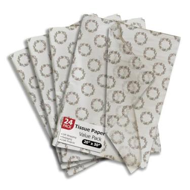 Imagem de Pro Supply Global Papel de seda impresso de guirlanda de Natal para sacos de presente ou caixas e embrulho - papel de seda decorativo de férias de inverno para embalagem e presente | 24 folhas 50,8 cm