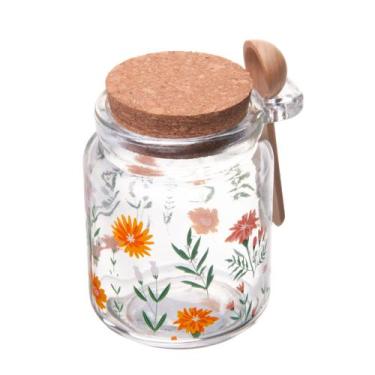 Imagem de Pote de Vidro com Tampa e Colher de Bambu Flora 240ml Lyor