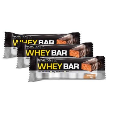 Imagem de Kit 3 Barra de Proteína Whey Bar High Protein Probiótica Amendoim com 