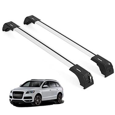 Imagem de ERKUL Barras transversais de rack de teto para Audi Q7 2007-2015 | Barras transversais de alumínio anti-roubo para telhado, transportador de carga, bagagem, caiaque, canoa, bicicleta | prata